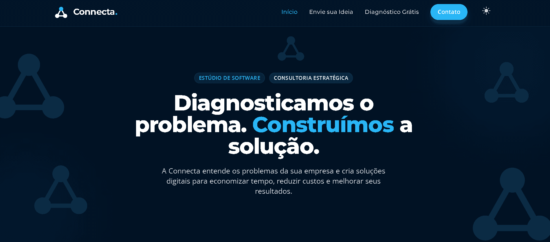 Tela inicial do site institucional da Connecta CI